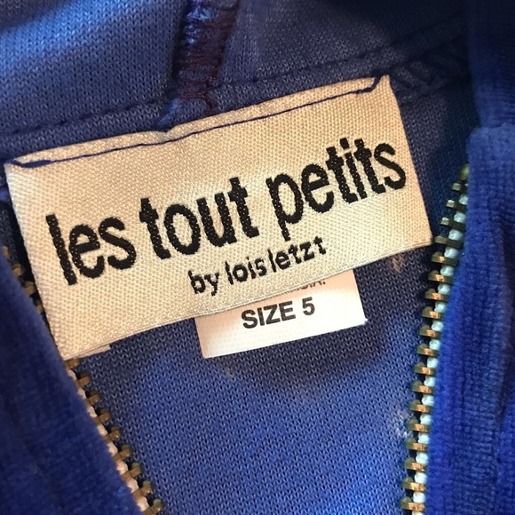 Les Tout Petits Blue Velour Hooded Jacket 5T - Picture 4 of 6